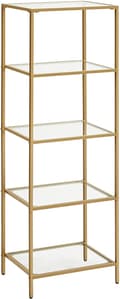 Miniatyrbild 1 av 8: XL Förvaringsställ 5-vånings Guld Glashylla 40x30x124.5 cm