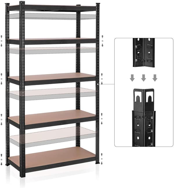 Förvaringshylla 100x50x200 cm, Max. Belastning 875 kg Heavy Duty - Svart