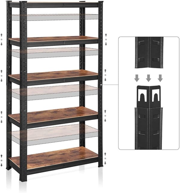 Opbevaringshylde 150x75x30 cm, Maks. 650 kg Opbevaringsstativ Sort / brun