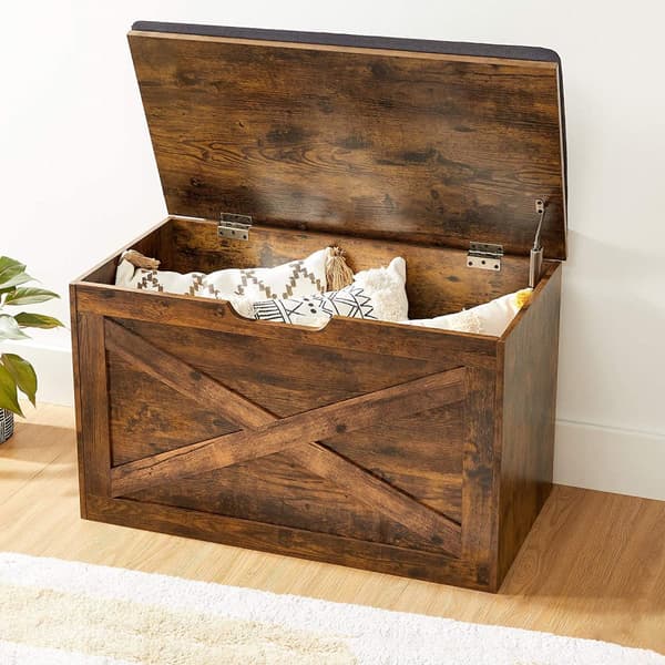 Förvaring Kista med Sittdyna Vintage brun 76 x 40 x 48 cm