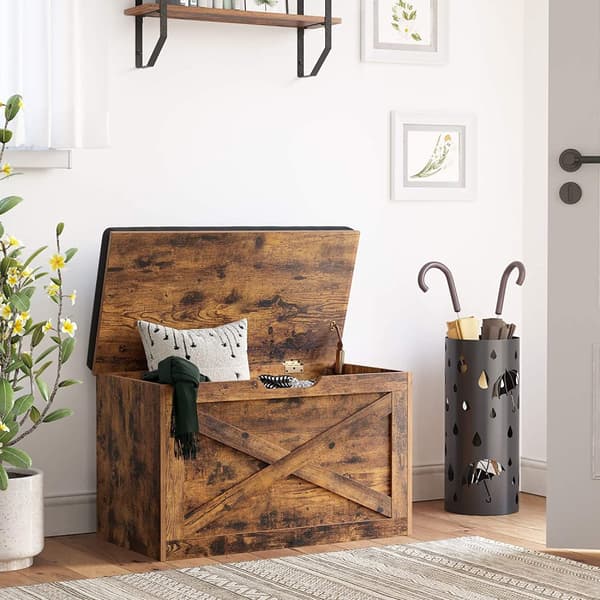 Förvaring Kista med Sittdyna Vintage brun 76 x 40 x 48 cm