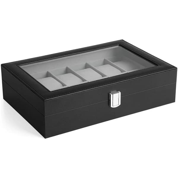 12-fack klockbox - Elegant Box Organizer för 12 Klockor - Klockförvaring avtagbar klockkudde