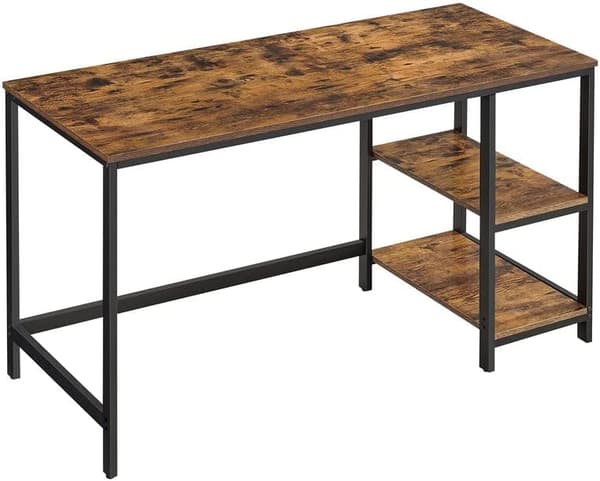 Skrivboed Med Två Hyllor 140 x 60 x 75 cm Vintage Brun-Svart