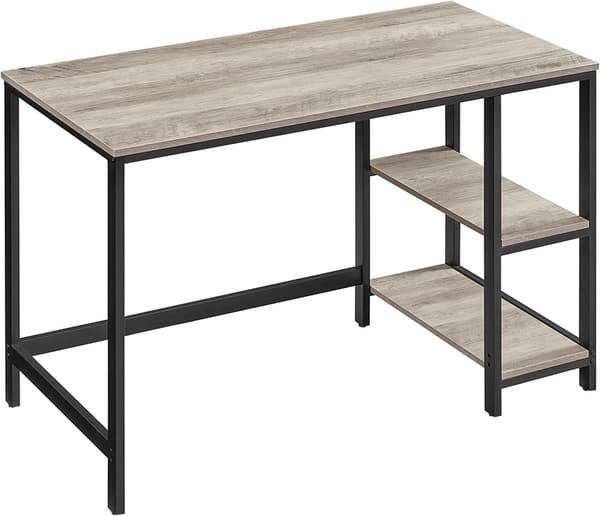 Skrivbord med två hyllor 120 x 60 cm Greige-svart