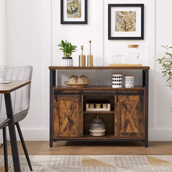 Skänk - Köksskåp Med Industriell Stil Skjutdörrar 100 x 33 x 80 cm Vintage brun-svart