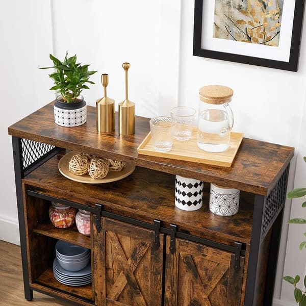 Skänk - Köksskåp Med Industriell Stil Skjutdörrar 100 x 33 x 80 cm Vintage brun-svart