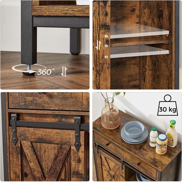Förvaringsskåp Industriell Design skänk med skjutdörr och lådor 70 x 30 x 80 cm