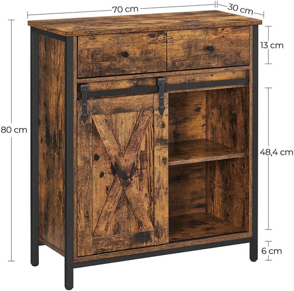 Förvaringsskåp Industriell Design skänk med skjutdörr och lådor 70 x 30 x 80 cm