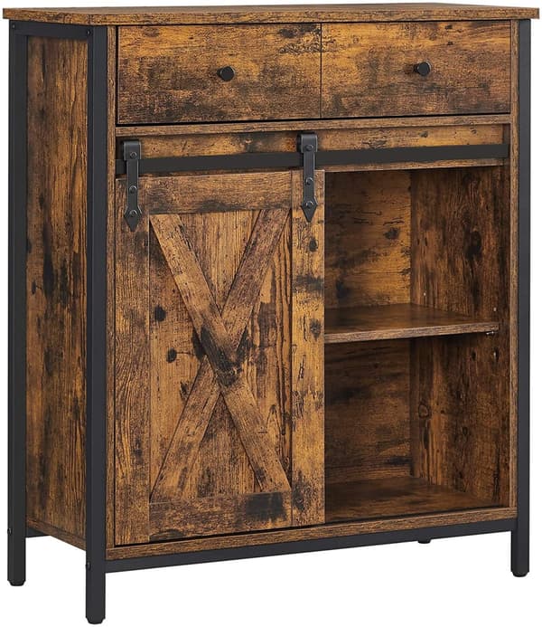 Förvaringsskåp Industriell Design skänk med skjutdörr och lådor 70 x 30 x 80 cm