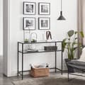 Miniatyrbild 3 av 9: Konsolbord 100x35x80 cm Avlastningsbord Med 2 Glashyllor - Svart
