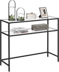 Miniatyrbild 9 av 9: Konsolbord 100x35x80 cm Avlastningsbord Med 2 Glashyllor - Svart