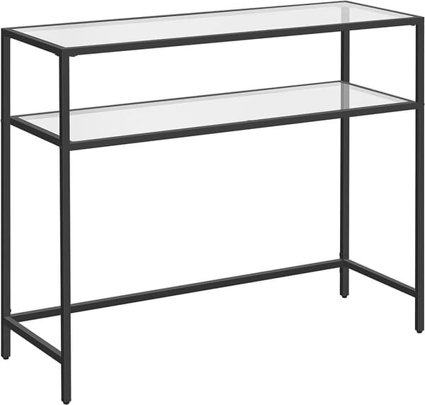Konsolbord 100x35x80 cm Avlastningsbord Med 2 Glashyllor - Svart