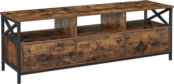 TV-Bänk 147x40x50cm Industriell Design för upp till 65 tums TV med 3 lådor