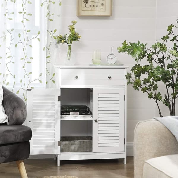 Sidoskåp Förvaring med Låda 60 x 30 x 80 cm Vit