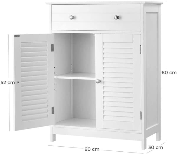 Sidoskåp Förvaring med Låda 60 x 30 x 80 cm Vit