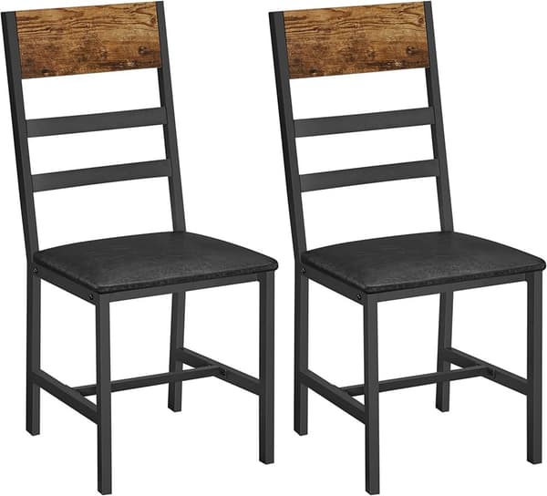 2-pack Matstolar - köksstolar Vintage brun-svart