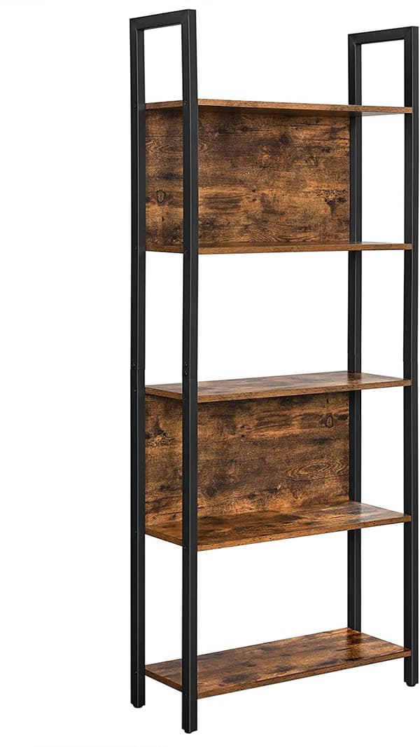 Förvaringshylla, Bokhylla Industriell Stil 62 x 24 x 165 cm Vintage brun-svart