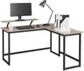 Miniatyrbild 9 av 9: L-format Skrivbord, hörnbord med Skärmstativ - Greige och svart