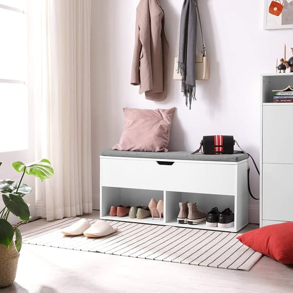 Sittbänk med Kista, 2 Fack Skoförvaring 100 x 30 x 48 cm