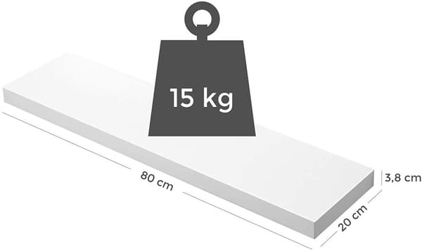 Vägghylla Dold Fäste 80 x 20 x 3,8 cm Vit
