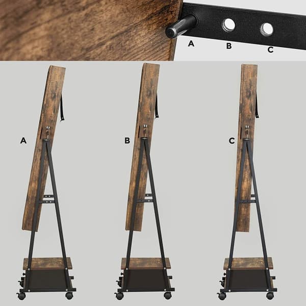 Rullbar Spegelskåp - Låsbar skåp för smink/smycken med låda - Vintage Brun/Svart