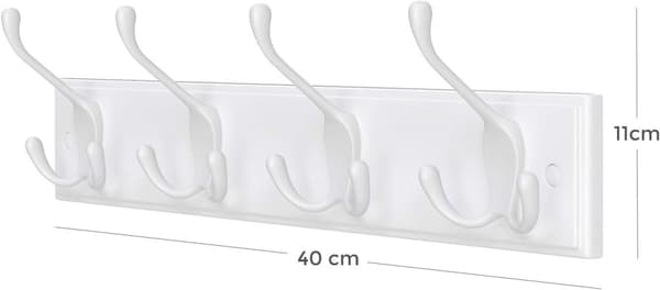 Vägg Klädhängare med 4 krokar - Vit