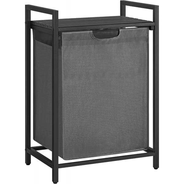 Tvättkorg ställ med hylla 65L, 50 x 33 x 72 cm - Grå