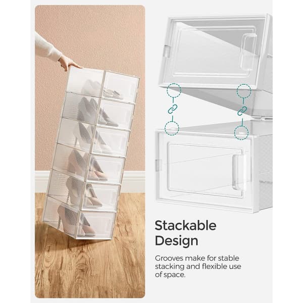 18x Stapelbara Förvaringslådor till Skor / Småsaker Transparent 33,3 x 23 x 14 cm