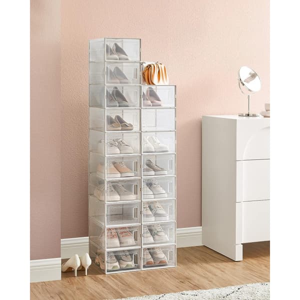 18x Stapelbara Förvaringslådor till Skor / Småsaker Transparent 33,3 x 23 x 14 cm