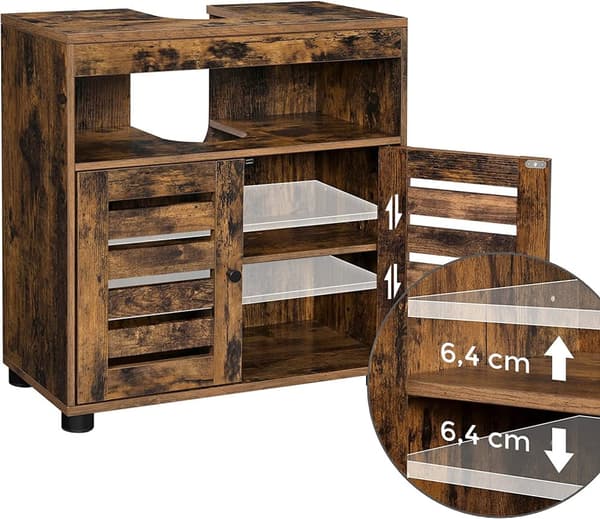 Tvättställsunderskåp 60x30x63 cm 2 Dörrar Badrum Förvaringsskåp