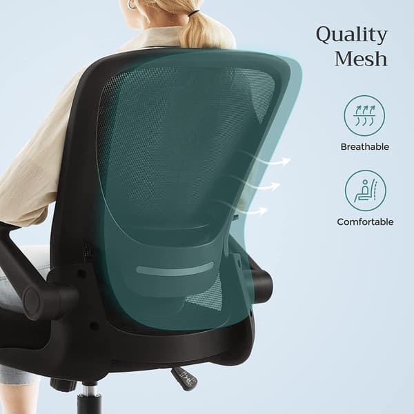 Ergonomisk Kontorsstol med Fäll-upp Armstöden, justerbart svankstöd - Svart