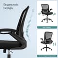 Miniatyrbild 5 av 9: Ergonomisk Kontorsstol med Fäll-upp Armstöden, justerbart svankstöd - Svart