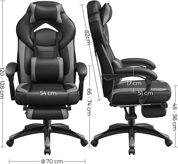 Gaming stol med fotstöd Ergonomisk Kontorsstol - Svart