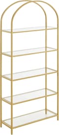 Miniatyrbild 1 av 8: Bokhylla Guld Båge med Glashyllor 5-våning 83 x 30,2 x 183,5 cm