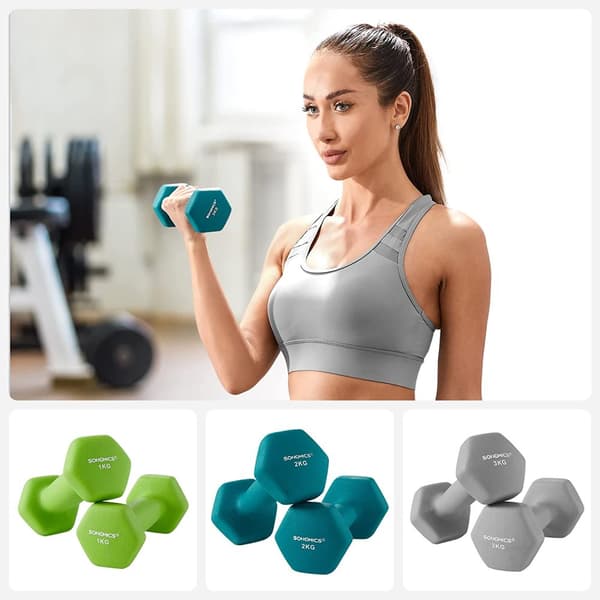 Hantelset 6 delar - Handvikter med ställ - 2 x 1 kg, 2 x 2 kg, 2 x 3 kg