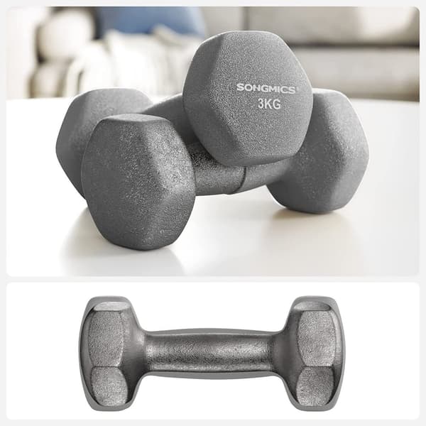 Hantelset 6 delar - Handvikter med ställ - 2 x 1 kg, 2 x 2 kg, 2 x 3 kg