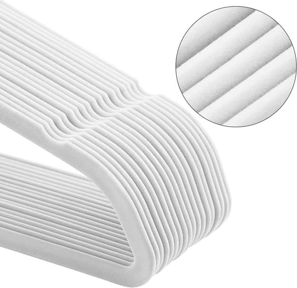 Klädgalgar 50-pack halkfria - Galge med sammetsyta - Vit