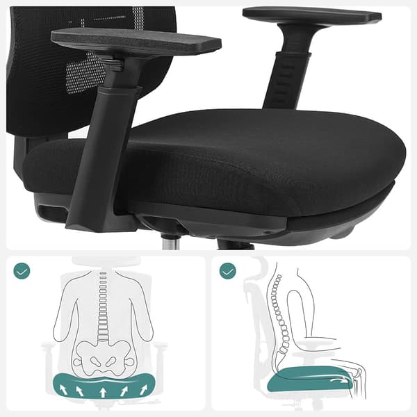 Ergonomisk kontorsstol med fotstöd - Svart