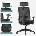 Miniatyrbild 6 av 10: Ergonomisk kontorsstol med fotstöd - Svart