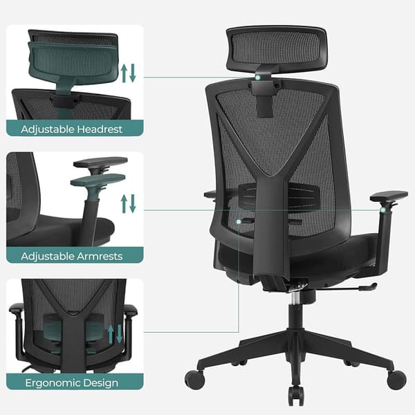 Ergonomisk kontorsstol med fotstöd - Svart