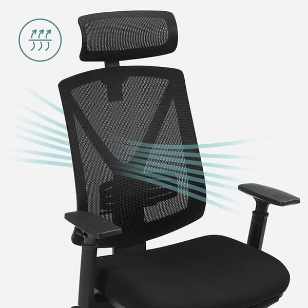 Ergonomisk kontorsstol med fotstöd - Svart
