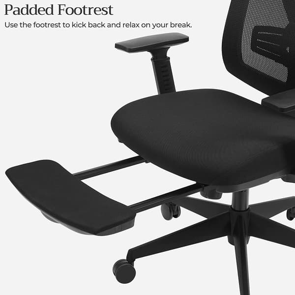 Ergonomisk kontorsstol med fotstöd - Svart
