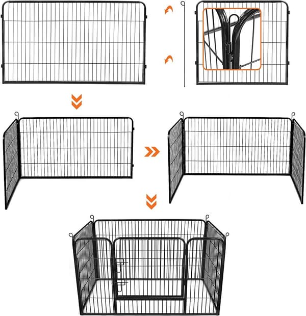 Metall Hundbur 122x80x70 cm Med Dörr - Fyrkant Svart