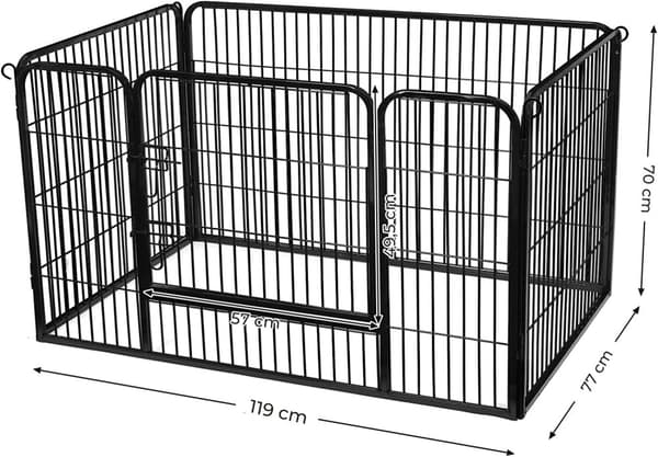 Metall Hundbur 122x80x70 cm Med Dörr - Fyrkant Svart