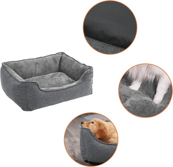 Hundsäng 90x75x25 cm Tvättbar hundbädd - Grå
