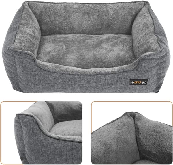 Hundsäng 90x75x25 cm Tvättbar hundbädd - Grå