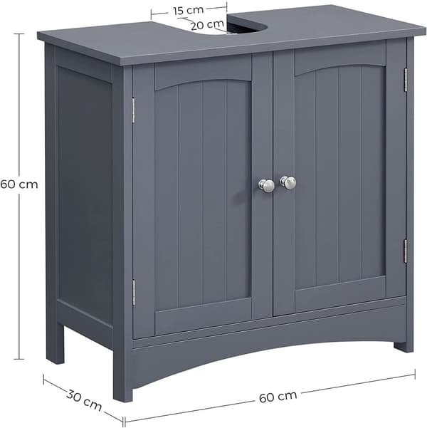 Tvättställsunderskåp -60 x 30 x 60 cm Badrumsskåp med 2 dörrar Grå