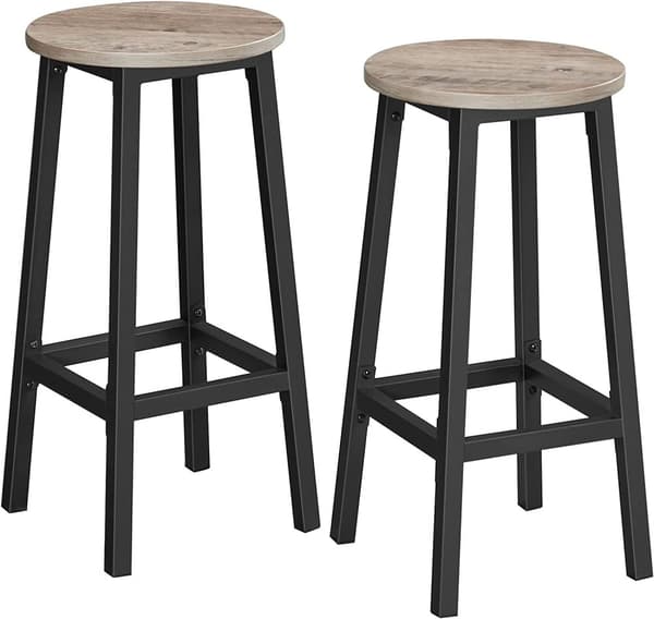 Barstol set 2 st - Barpallar rund industriell Design Greige-svart