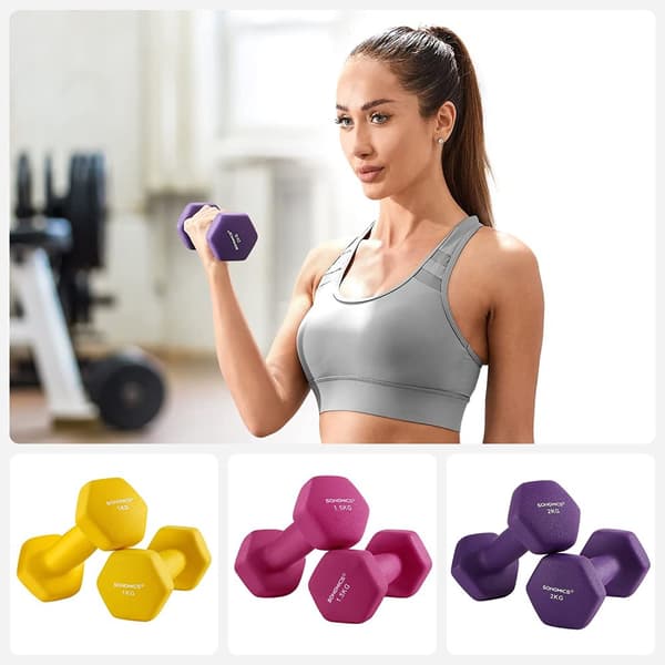 Hantelset 6 delar - Handvikter med ställ 1, 1,5, 2 kg