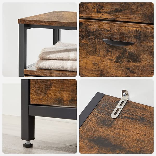 Skoskåp med 4 Flikar till12-20 par 98,3 x 30 x 95 cm Vintage Brun-Svart